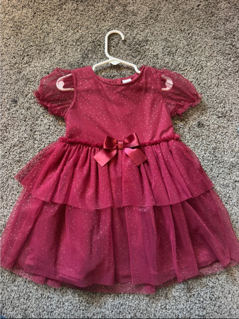 Carter's Burgundy Sparkle Tulle Dress with Bow